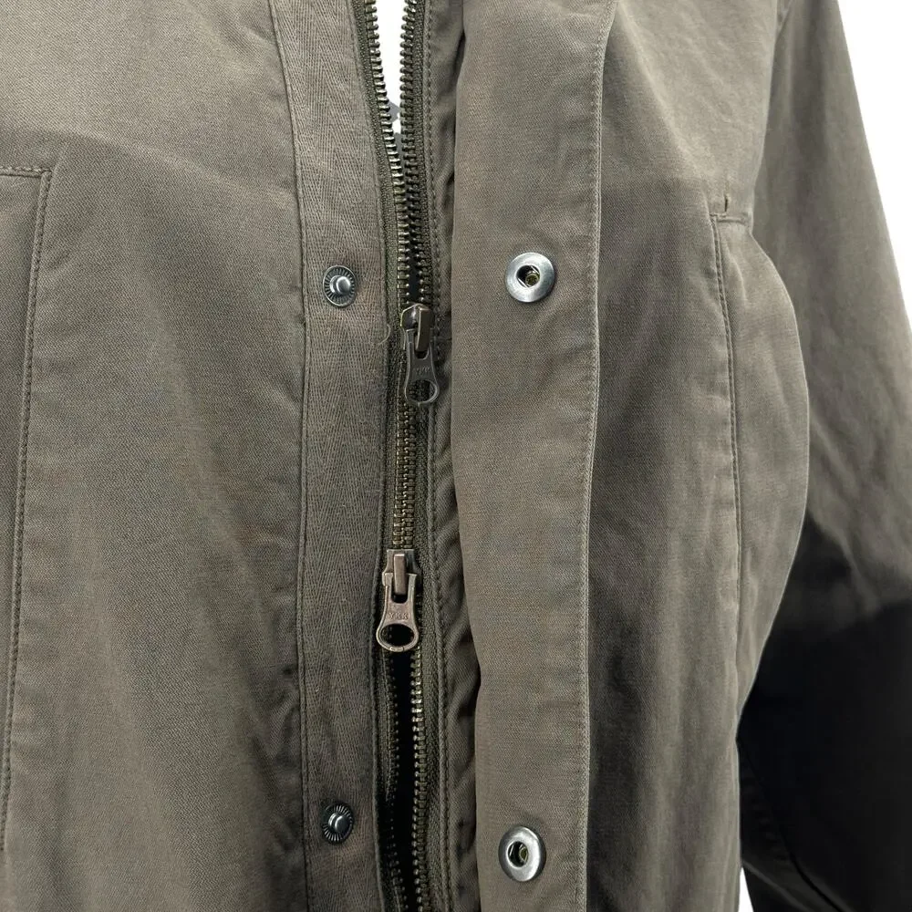 Madewell Men's Field Jacket Small Cargo Green Packable Hood Pockets 100% Cotton
